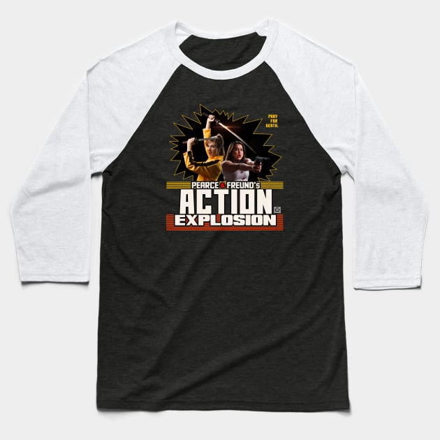 Pearce & Freund's ACTION EXPLOSION Baseball T-Shirt by RobSchrab